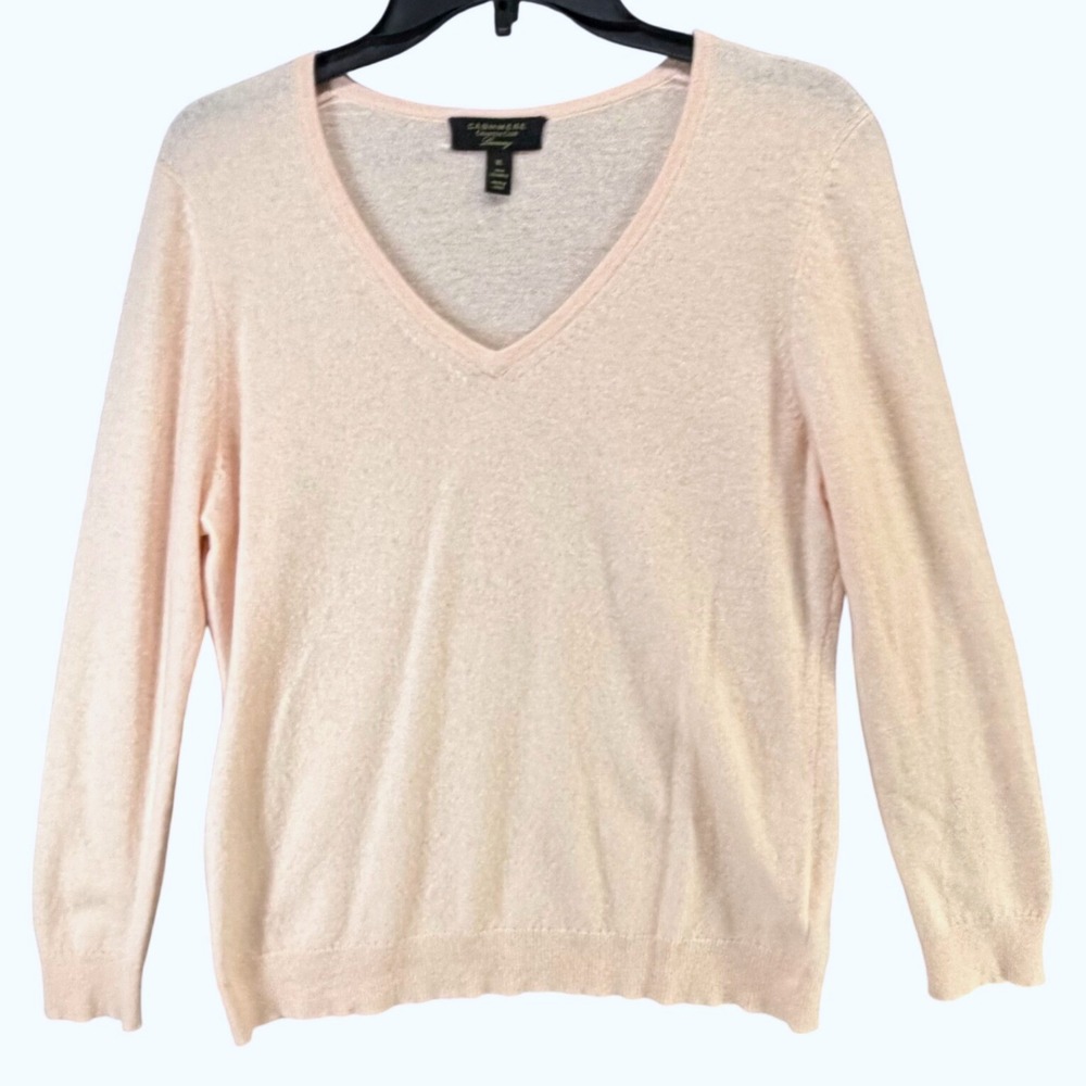 Charter Club Luxury Cashmere Sweater Womens XL Pink V Neck Classic Soft Feminine